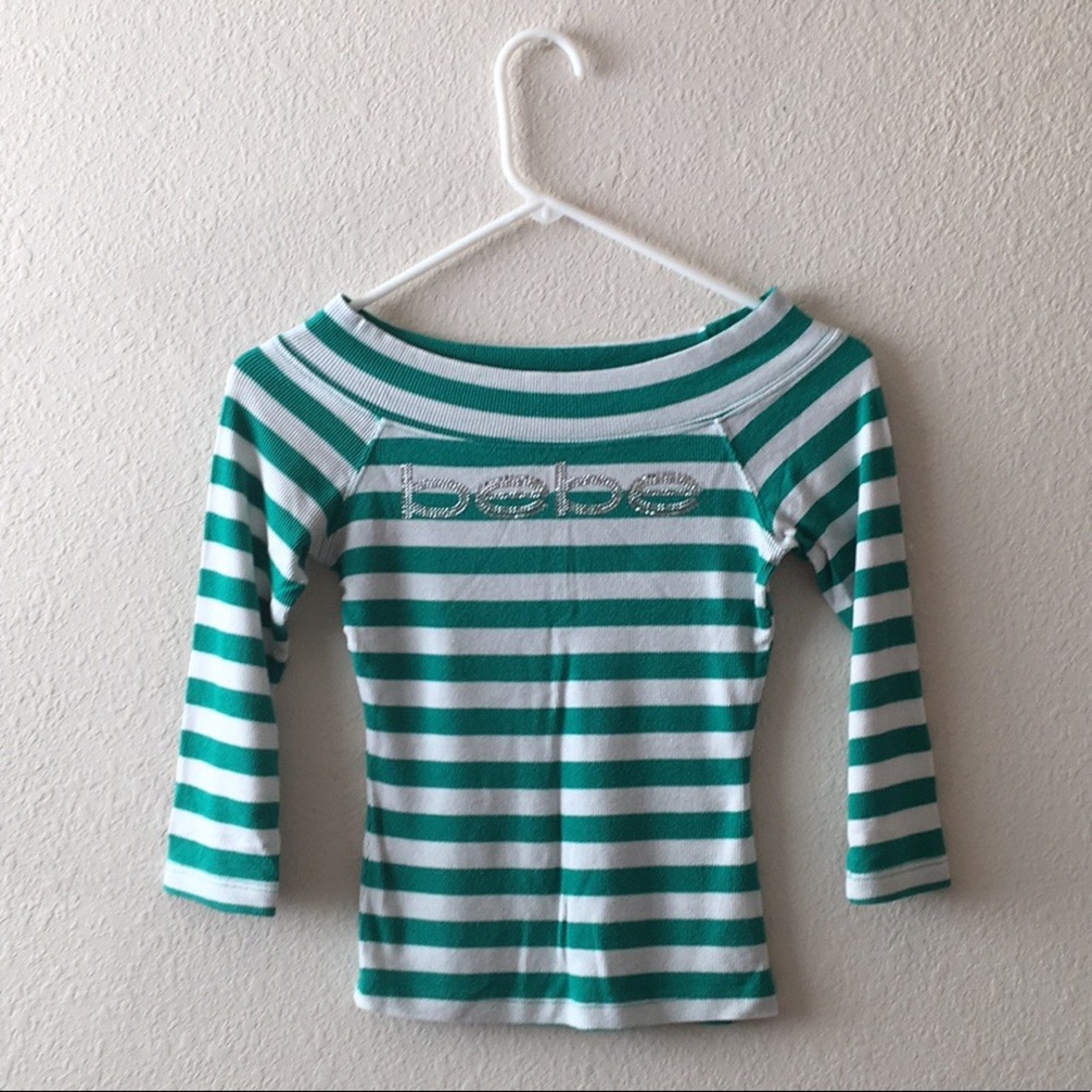 🔥 Bebe Off-the-Shoulder Logo Top